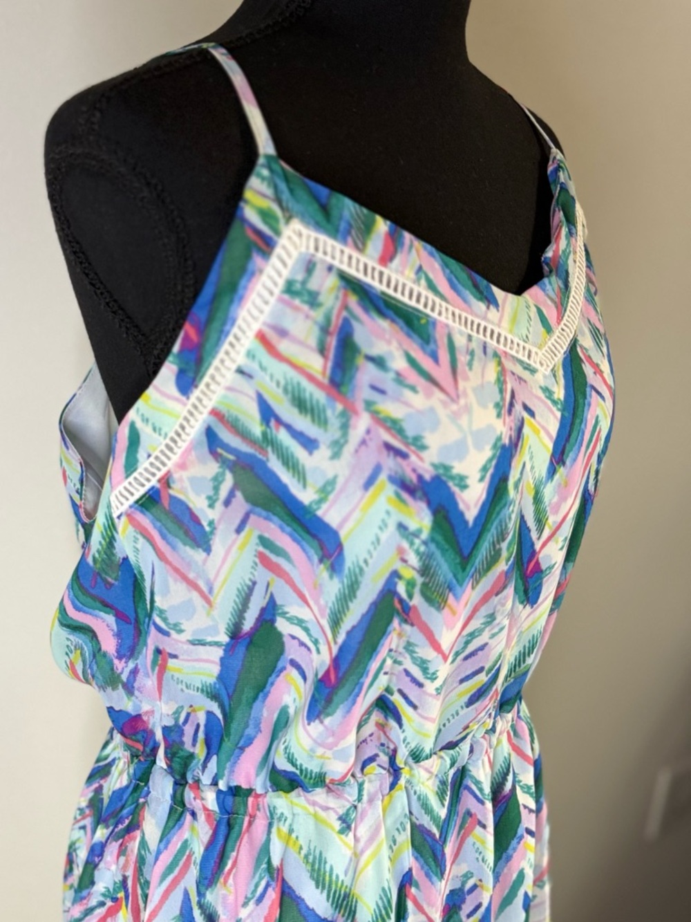 Chevron Print Maxi Dress Boho Summer Sundress Sleeveless Size L - Picture 3 of 9